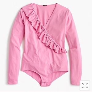 J.Crew Ruffle Front Bodysuit in Pink